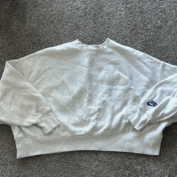 Nike Women's Cropped Crewneck Sweatshirt light gray XL - Picture 1 of 4